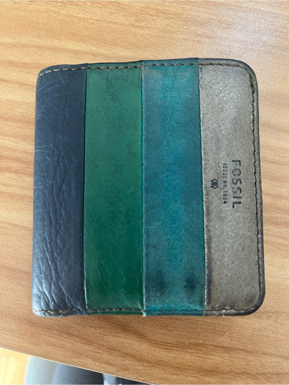 Fossil Women's Stripped Wallet- Navy, Green, Teal, Gray